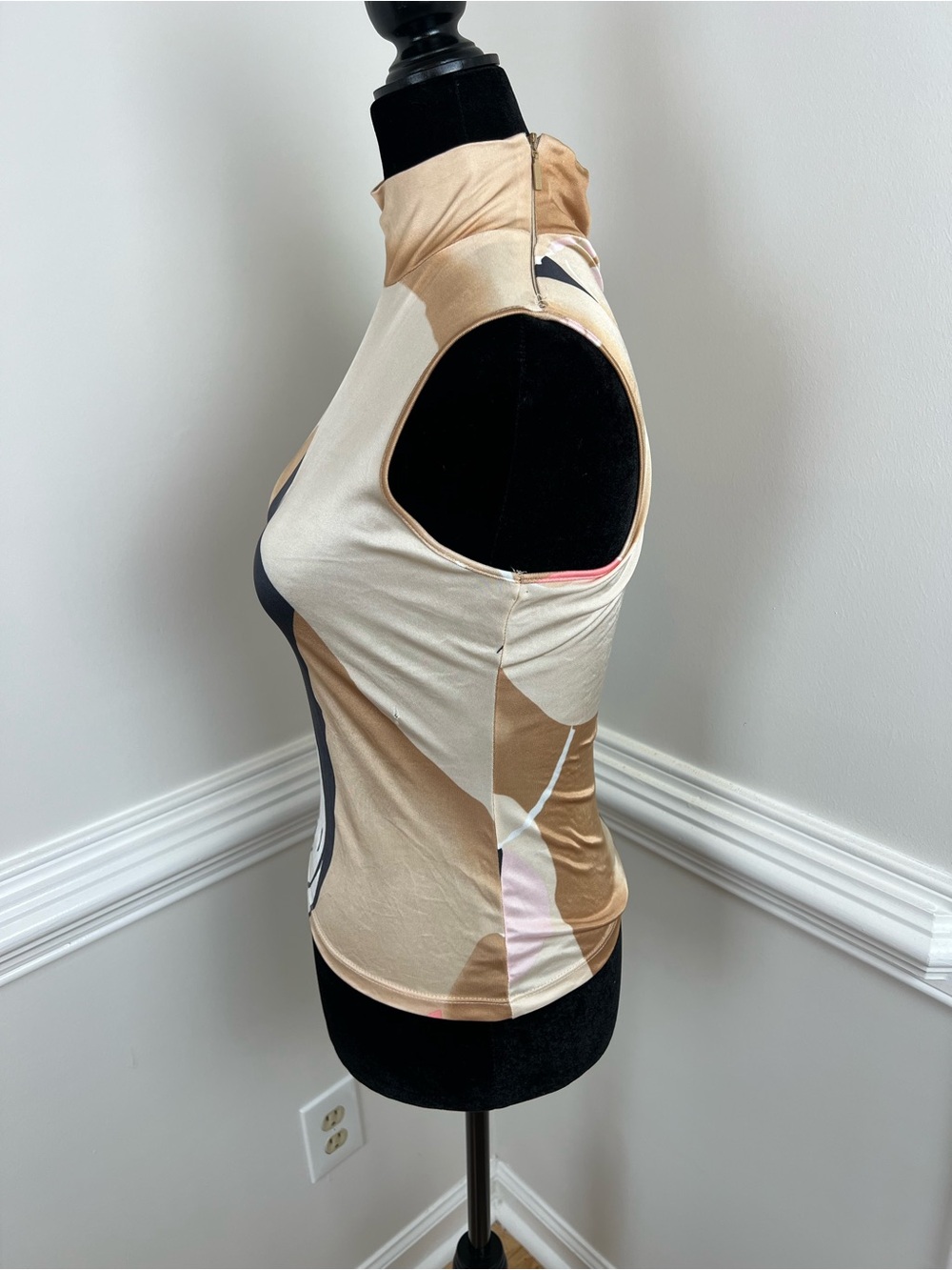 VTG Versus Versace 90s Abstract Colorblock Mock Neck Tank Top Ittierre IT 38 XS - Picture 2 of 10